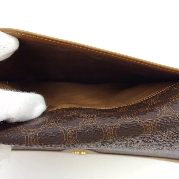 CELINE Long Wallet Macadam Beige PVC ?~ Leather Authentic Used - Picture 6 of 9